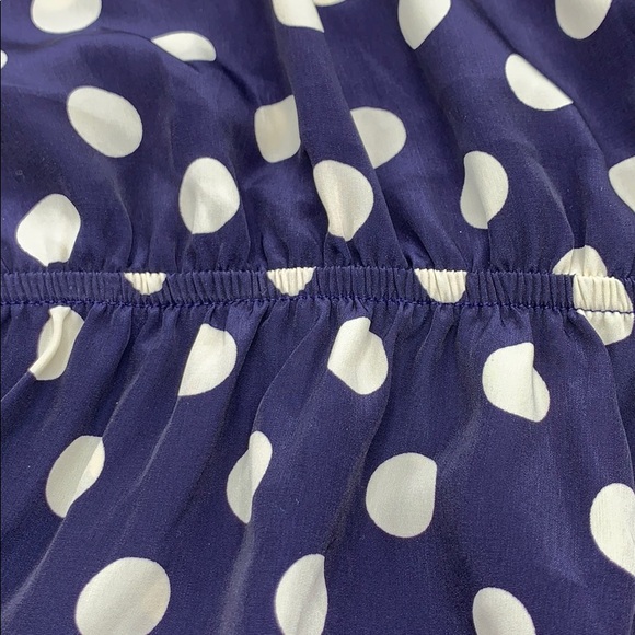 Navy blue/cream polka dot short sleeve blouse - Picture 4 of 6